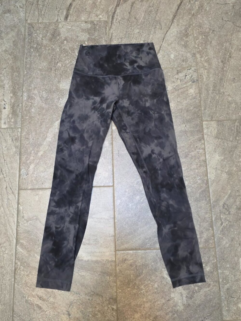Lululemon Leggings Womens 4 Black Gray Tie Dye High Rise Yoga Pants Athletic